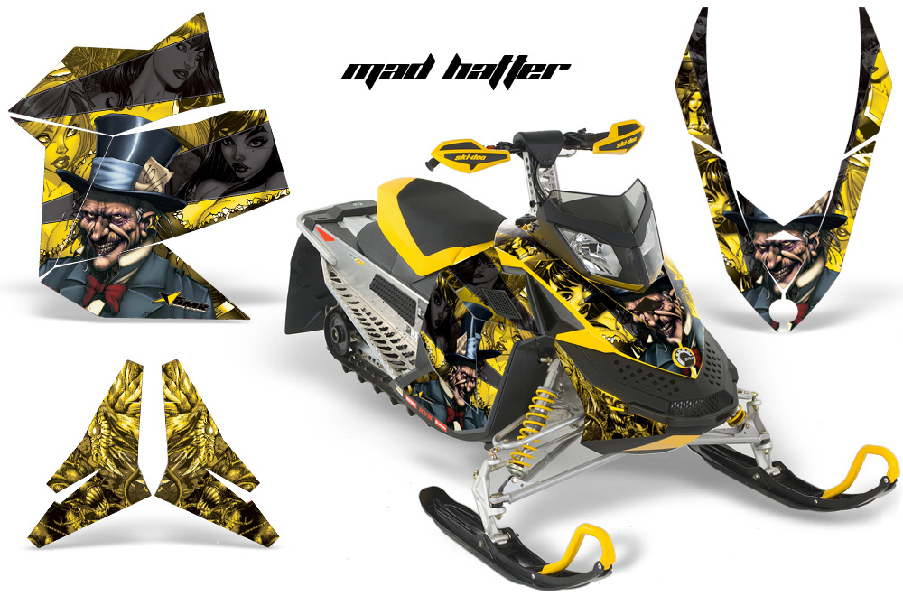 Skidoo REV XP Graphics Kit YELLOW BLACKSTRIPE Madhatter